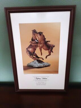 Fighting stalions framed print.